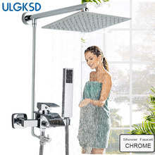 ULGKSD Rainfall Shower Faucet Set Square 3-Ways Mixer Valve Shower Head W/ Handshower For Bathroom Shower 2024 - buy cheap
