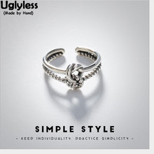 Uglyless 100% Real Solid 925 Sterling Silver Handmade Knots Finger Rings for Women Twist Open Ring Simple Style Fine Jewelry 2024 - buy cheap