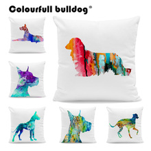 Wholesale Colored Greyhound French Bulldog Cushion Covers Dachshund Watercolor Dog Pillow Cases 43*43cm Decor Home Children Room 2024 - buy cheap
