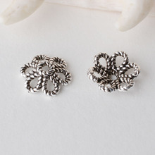 Sólido 925 Sterling Silver flor Bead Caps, Tailandês de Prata Torcida Flor Spacer Beads Resultados para Jóias 2024 - compre barato