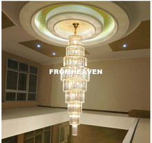 Candelabro de cristal moderno dorado K9 E14, 220V ~ 240V, cristal de lujo para escalera, Hotel, vestíbulo, iluminación de doble capa, envío gratis 2024 - compra barato