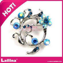 Elegant Blue Flower Crystal AB Brooch Wreath Rhinestone Brooch Pin For Garment Decoration 2024 - buy cheap