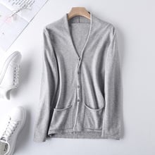 2019 spring new female v-neck short knit cardigan loose with a pocket wool outside sweater coat 2024 - buy cheap