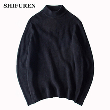 SHIFUREN/зимние мужские свитера, пуловер с длинными рукавами, свободный крой, повседневные женские теплые вязаные свитера, джемперы, трикотаж, однотонный цвет 2024 - купить недорого
