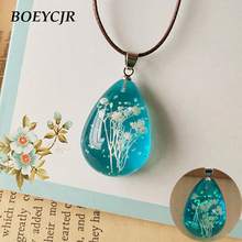 BOEYCJR Resin & Dried Flower Necklace Handmade Glowing in the Dark Pendant Necklace Beads Necklace for Women Gift  2024 - buy cheap