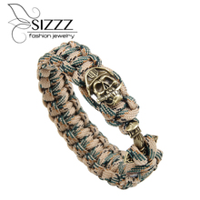 SIZZZ 22.5CM*1.8CM Factory direct retro personality skull copper domineering popular bracelet&bangles for women/men 2024 - buy cheap