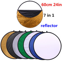 CY 24''60cm 7 in 1 Free ship so easy handhold Portable Collapsible Light Round Photography Reflector for Studio Multi Photo Disc 2024 - buy cheap