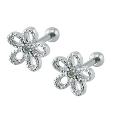 Simple Flower Design Stud Earrings Stainless Steel Stud Earrings Women Piercing Crystal Earrings Piercing Women Fashion Earring 2024 - buy cheap