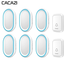 Беспроводной умный дверной звонок CACAZI Home, светодиодный Ночной светильник, звонок, 58 колокольчиков, водонепроницаемость, 2 кнопки, 6 приемников, 300 м, удаленный разъем для США и Европы 2024 - купить недорого
