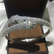 Chucong pulseira de leopardo com 380 peças, zircônia cúbica branca ouro cheia de pulseira para noivado para mulheres acessórios de casamento 2024 - compre barato