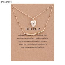 Golden Plated Sister Love Double Bars Alloy Clavicle Bones Pendant Short Necklace 2024 - buy cheap