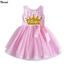 Dxton/платье принцессы для девочек, детская одежда в полоску без рукавов с бантом, Детские платья для девочек, бальное платье для девочек, платье для От 3 до 8 лет, SH4561 2024 - купить недорого