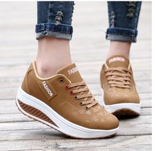 2019 Wedges Women Height Increasing Spring Breathable Waterproof Wedges Sneakers Platform Shoes Woman Pu Leather Casual Shoes 2024 - buy cheap