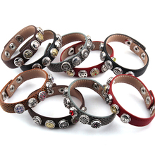 Free Shipping 1.2cm Metal Button  Leather Bracelets For Women Leather Wrap Bracelet 2024 - buy cheap