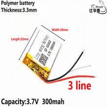 3 línea de energía de la batería de 3,7 V 300 mAH 332832 de polímero de iones de litio/Li-ion batería de juguete de autonomía, carga de dispositivos, corrección keystone automática, GPS mp3... mp4 2024 - compra barato