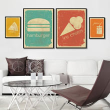 Hamburger Hot Dog Pizza Coffee Poster Vintage Nordic Poster Wall Art Canvas Painting Wall Pictures For Kitchen Restaurant Decor 2024 - buy cheap