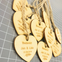 Etiquetas de corazón de amor con listón de yute, decoración de fiesta, recuerdo, grabado personalizado, de madera, 50 unidades 2024 - compra barato