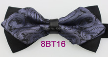 2016 YIBEI Coachella Ties Black Bottom Gray Paisley Butterfly Diamond Leather Picker Tuxedo Bow Ties Adjustable Bowtie Pre-Tied 2024 - buy cheap