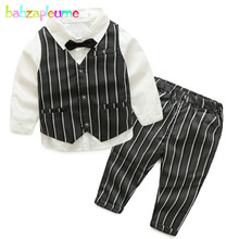 Conjuntos de roupas para bebês de 3 a 7 anos, primavera e outono, conjuntos com listras pretas de colete + camisa + calças, roupas infantis bc1081 2024 - compre barato