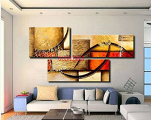 Pintura al óleo moderna sin marco para decoración del hogar, pintura abstracta de textura gruesa sobre lienzo, arte de pared, 100%, 3 uds. 2024 - compra barato