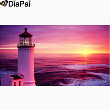 Diafai quadrado/broca redonda 5d diy pintura diamante "torre de pôr do sol cenário" bordado ponto de cruz decoração com strass a25605 2024 - compre barato