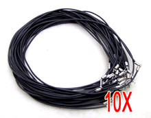 Qingmos Wholesale 10X Black Leather Necklace 2mm Cord for Jewelry Making Necklace with Silver Plate Hook Clasp 17.5'' - gp192 2024 - buy cheap