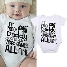 DERMSPE 2019 New Infant Newborn Baby Boy Girl Short Sleeve Letter Print Console Romper Outfits Summer Baby Clothes White 2024 - buy cheap