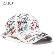 RUHAO-gorra de béisbol con estampado de grafiti para hombre y mujer, gorro de algodón con estampado de grafiti para exteriores, ajustable, para ocio, 2019 2024 - compra barato