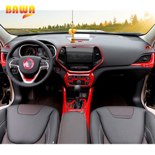 BAWA-molduras interiores para Jeep Cherokee 2014-2016 ABS, decoración de Interior Rojo, cubierta de marco, accesorios para Jeep Cherokee 2024 - compra barato