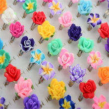 30Pcs/Lots Lovely Mixed Color Resin Flower Rings Adjustable Crystal Children Rings For Girls Boys Party Jewelry Gifts Wholesale 2024 - buy cheap