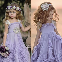 Vestidos de pastel de muñecas para niña, vestidos de flores púrpuras para boda, volantes de encaje, de boda Vintage, vestidos de playa para niña de boda 2024 - compra barato