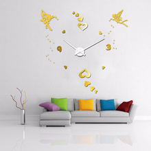 Reloj de pared Digital con diseño de corazones de amor, cronógrafo grande de cuarzo para cocina, pegatinas de espejo acrílico de Ángel, bricolaje, regalo de decoración, 3D 2024 - compra barato