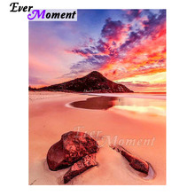 Ever Moment Diamond Painting Handmade Beach Sunset Glow Artwork Hobby Picture Of Rhinestone 5D DIY Diamond Embroidery ASF1086 2024 - buy cheap