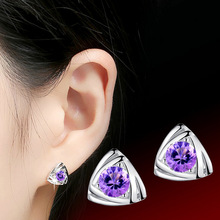 Triangle Stud Earrings For Women Zircon Earring Earings Silver color plated  Jewelry Earing Brincos Brinco Oorbellen Gift F63 2024 - buy cheap