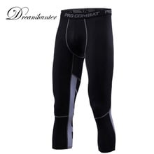 Pantalones elásticos de compresión calzas para hombre, para correr, gimnasio, baloncesto, entrenamiento, trotar, pantalones para correr en pista, culturismo, 3/4 2024 - compra barato