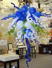 Free Shipping New Arrival Blue and White Murano Glass Chandelier 2024 - buy cheap