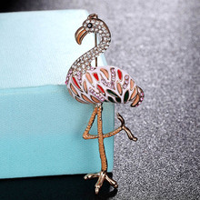 Zlxgirl jewelry Red Enamel Flamingo animal brooches jewelry women's kids couple gifts Fashion Party Banquet Brooch hats bijoux 2024 - buy cheap