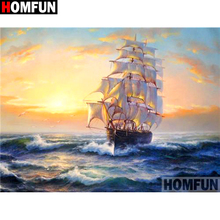 HOMFUN Full Square/Round Drill 5D DIY Diamond Painting "Boat scenery" Embroidery Cross Stitch 3D Home Decor Gift A11938 2024 - buy cheap