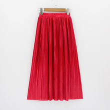 2018 New Women Fashion Elastic Plus Size Long Skirts High Waist Pleated Maxi Skirt Saia Bling Metallic Silk Korean Tutu Skirt 2024 - buy cheap
