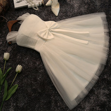 SW1999 платье подружки невесты длиной до колена на шнуровке белого и розового цвета с бантом свадебное праздничное платье 2024 - купить недорого
