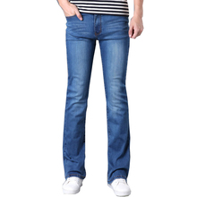 Jeans masculino micro-trompete azul jeans slim stretch maré coreana tamanhos 26-30 31 32 33 34 2024 - compre barato