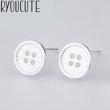 Fashion Silver Color  Button Round Earrings for Women Trendy Brand Ladies Earrings Female Statement Party Jewelry Gift 2024 - buy cheap