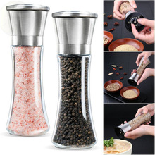 New Stainless Steel Manual Brushed Mill Salt Pepper Bottle Grinder Glass Bottle 2024 - buy cheap