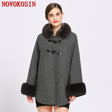 SC215 2018 Capes Women Faux Rabbit Fur Collar Cardigan Winter Warm Thick Long Batwing Sleeves Poncho Plus Size Ladies Hairy Coat 2024 - buy cheap