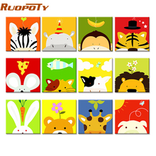 RUOPOTY Frame DIY Painting By Numbers Children Cartoon Animals Paint By Number Hand Painted Calligraphy Painting 20x20cm Artowrk 2024 - buy cheap
