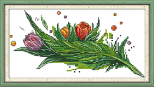 Conjunto de punto de cruz de tulipanes, lienzo estampado con cuentas, bordado de costura artesanal, 14ct, 11ct 2024 - compra barato