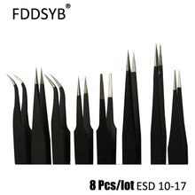 Free Shipping Good Quality Anti-static ESD 10-17 Tweezers Set For Soldering Station Welding Assist Tools 8pcs/lot 2024 - buy cheap