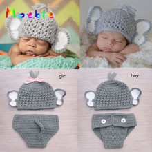 Newborn Baby Boy Girl Crochet Elephant Hat Diaper Set Knitted Infant Baby Photo Props Crochet BABY Animal Costume WLS-15002 2024 - buy cheap