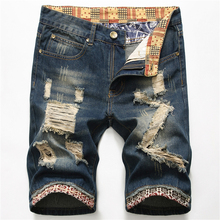 Calça jeans masculina de algodão, nova moda verão, rasgada, respirável, tamanho 28-40, 2021 2024 - compre barato