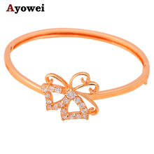 Design! Novidade venda imperdível joias fashion com zircônia cristal branco ouro rosado k braceletes de tom tb201a 2024 - compre barato